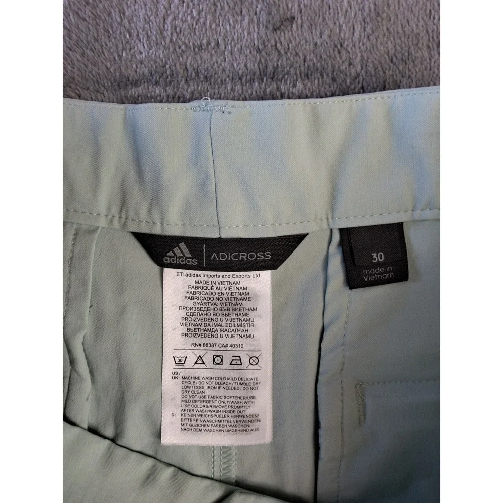 Mens Adidas Size 30 Shorts Mint Green Golf Chinos‎ Flat Front Preppy Adicross